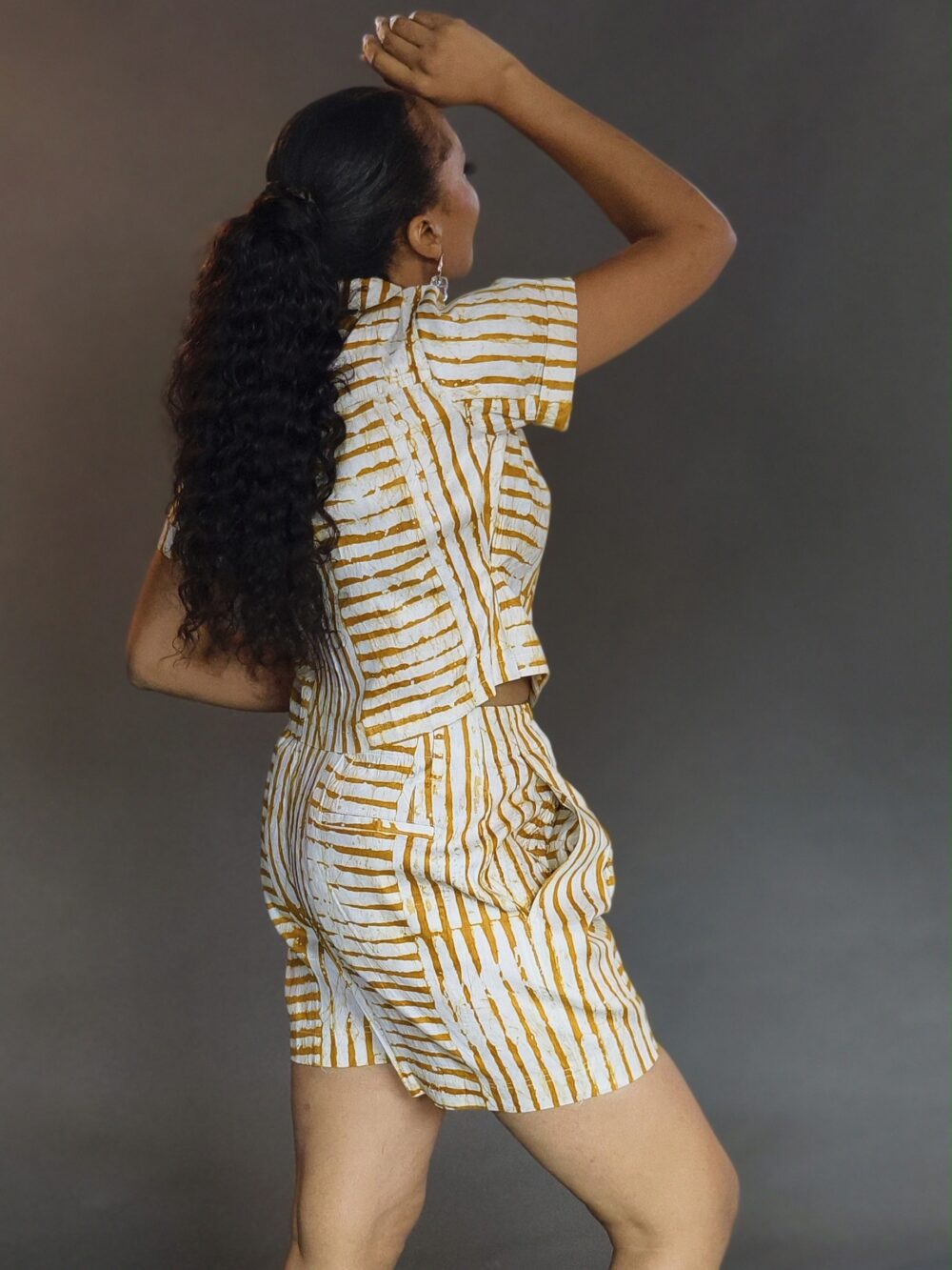 Gold Flakky Adire short set osalu couture 1