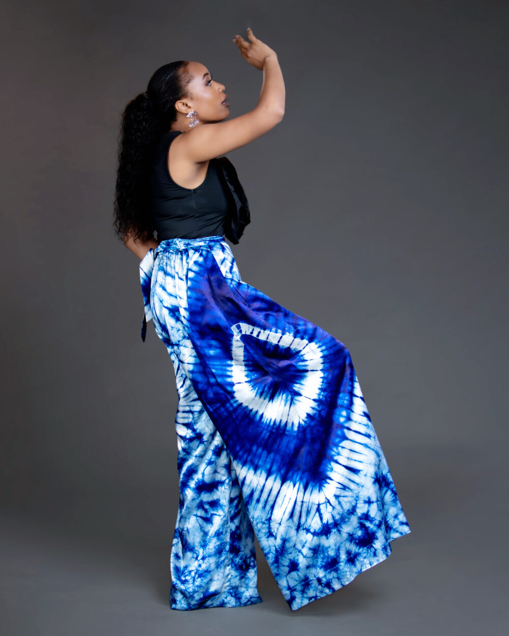 Blue Osalu wide leg Adire pants